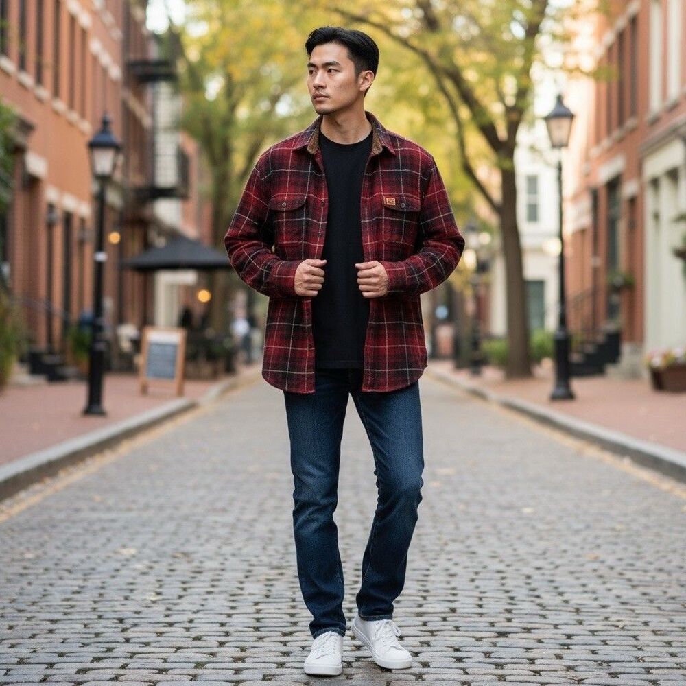 Alaska 1959 Wilderness Gear Mens Red Plaid Flannel Size Medium Long Sleeves